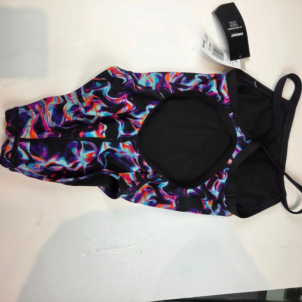 TYR One Piece Kids 6 Multi Marble Swirl Durafast Elite Swimsuit 688 NWT‎